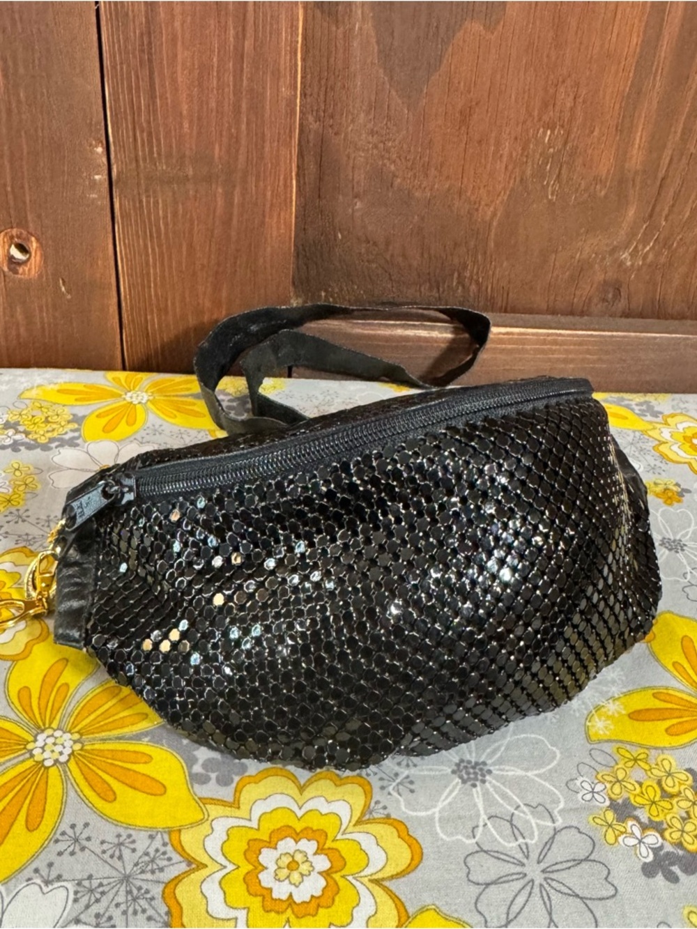 Black Sequin Mini Waist Bag - Sparkling Hands-Free Crossbody